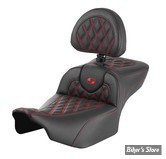- SELLE SADDLEMEN - ROADSOFA LS  LATTICE STITCH - EXTENDED REACH SEAT - TOURING 2023UP - NOIR / COUTURES ROUGES - AVEC DOSSIER - 823-07-184B4