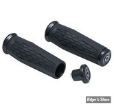 POIGNEES STANDARD - ∅ 1" / 25,40MM - KURYAKYN - UNIVERSAL GRIPS HEX - 1" - COULEUR : NOIR / NOIR SATIN - KUR5927
