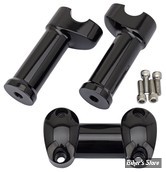 RISERS ZODIAC - HAUTEUR :  127MM - RISERS ZODIAC 1 PARTIE - RISERS POUR GROS GUIDONS - LISSE - HAUTEUR : 5" (12.5CM) - NOIR BRILLANT