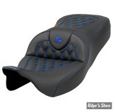 - SELLE SADDLEMEN - ROADSOFA™ LS SEAT - TOURING 08UP - NOIR / COUTURES : BLEUES - 808-07B-18201