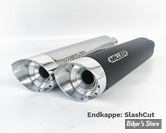 - SILENCIEUX - MILLER - SPORTSTER 86/03 - SILVERADO - EMBOUT : SLASH CUT : POLI  / CORPS : NOIR - HOMOLOGUE - HD-SP-S-X49.08