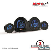 KIT D'INSTRUMENTS - TOURING 14/20 -  KOSO - 4-PIECE GAUGE KIT FOR TOURING- HD-03 - LCD BLEU OU ROUGE - BA064900