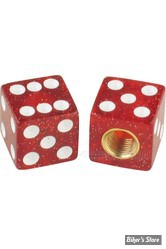 BOUCHONS DE VALVE - MOONEYES - DICE - ROUGE PAILLETE