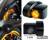 CLIGNOS DE SABRE - HEINZ BIKES -  NANO Series Winglets turn signals - 1 FONCTION - CORPS NOIR / CABOCHON FUME - HBWLN