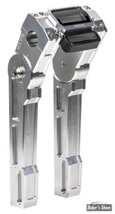 RISERS EQUIPÉS POUR COMPTEUR - POUR GUIDON Ø 25.40 MM - VITY'S DESIGN - RISERS / SUPPORT DE COMPTEUR - AJUSTABLES - HAUTEUR  8" - SPECIFIQUES SOFTAIL 18UP - AVEC MONTAGE DE COMPTEUR - HAUTEUR : 8" - ARGENT