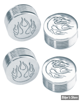 CAPUCHON DE VIS TETE HEXAGONALE DE 5/16" / CLEF  DE 1/2" - COUVRE VIS CY-CHROME - FLAMMES - CHROME - (NEUF: NI REPRIS, NI ECHANGEE)