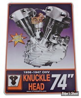 PLAQUE METALLIQUE - V-TWIN - MOTEUR - KNUCKLEHEAD -  DIMENSION : 46 CM X 61 CM