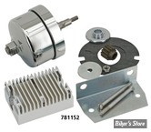 KIT ALTERNATEUR POUR MODELES AVEC GENERATRICE - 12V - BIGTWIN 1941/1969 - VOLT TECH - CHROME / CHROME - 32-1675