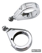 AV / KIT DE DEPLACEMENT DE CLIGNOTANTS AVANT - POUR TUBES DE FOURCHE DE 39MM - ZODIAC - GROOVED - CHROME