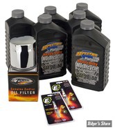 KIT HUILE SYNTHETIQUE - TOTAL KIT - HUILE SPECTRO PLATINIUM SYNTHETIQUE 3 EN 1 - TWINCAM 99/17 - Huile Spectro Platinum "3 en 1" synthétique full pour moteur, primaire et boite + bougies - FILTRE A HUILE : CHROME 