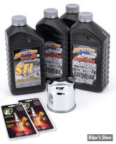 KIT HUILE SYNTHETIQUE - TOTAL KIT - HUILE SPECTRO PLATINIUM SYNTHETIQUE 3 EN 1 - SPORTSTER 86/22- Huile Spectro Platinum "3 en 1" synthétique full pour moteur, primaire et boite + bougies - FILTRE A HUILE : CHROME