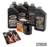 KIT HUILE SYNTHETIQUE - TOTAL SERVICE KIT - HUILE SPECTRO PLATINIUM 100% SYNTHESE - TWINCAM 0617 - Huile moteur Spectro Platinum 100% synthèse, huile de primaire Heavy-Duty et huile de boite Platinium + bougies - FILTRE A HUILE : NOIR