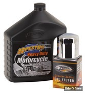 KIT HUILE MINÉRALE - KIT VIDANGE HUILE SPECTRO HEAVY DUTY 20W50 - BIGTWIN 84/99 / SPORTSTER 86/22 - Huile Spectro Heavy Duty 20W50 - FILTRE A HUILE : CHROME 