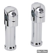 RISERS ZODIAC - HAUTEUR :  127MM - RISERS ZODIAC 2 PARTIES - RISERS POUR GROS GUIDONS - LISSE - HAUTEUR : 5" (12.5CM) - CHROME