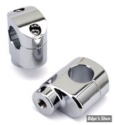 RISERS POUR GUIDON DE Ø 32MM / 1"1/4 - HAUTEUR : 57MM / 2 1/4" - RISERS AVEC DÉPORT 12 MM - ZODIAC - ALUMINIUM - CHROME
