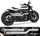 ECHAPPEMENT - SPORTSTER RH1250S 2021UP -  FREEDOM PERFORMANCE - INDEPENDENCE "PERFORATED" - CHROME / EMBOUTS : SLASH CUT SCULPTÉ DORÉ - HD02118