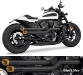 ECHAPPEMENT - SPORTSTER RH1250S 2021UP -  FREEDOM PERFORMANCE - INDEPENDENCE "PERFORATED" - NOIR / EMBOUTS : SLASH CUT DORÉ  - HD02124