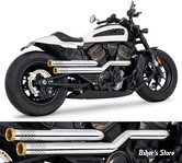 ECHAPPEMENT - SPORTSTER RH1250S 2021UP -  FREEDOM PERFORMANCE - INDEPENDENCE "PERFORATED" - CHROME / EMBOUTS : STAR SCULPTÉ DORÉ - HD02128