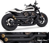 ECHAPPEMENT - SPORTSTER RH1250S 2021UP -  FREEDOM PERFORMANCE - INDEPENDENCE "PERFORATED" - NOIR / EMBOUTS : STAR SCULPTÉ DORÉ - HD02133