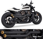 ECHAPPEMENT - SPORTSTER RH1250S 2021UP -  FREEDOM PERFORMANCE - INDEPENDENCE "PERFORATED" - NOIR / EMBOUTS : STAR DORÉ - HD02134