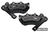 ETRIER HARRISON BILLET - AVANT - 6 PISTONS - MINI 6 - FOURCHE FAT / NAKED BUBBA - COTÉS GAUCHE ET DROIT - NOIR