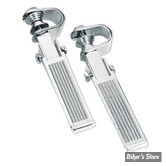 REPOSES PIEDS POUR TUBE Ø 25,40MM À 32,00MM - CUSTOM - Reposes pieds avec collier - RIBBED - CHROME