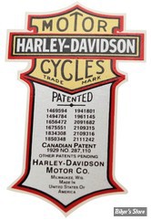 ECLATE A - PIECE N° 08 - DÉCALCOMANIE PATENT - MODELE 1940/1943 - OEM 62535-08 - LA PIECE