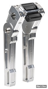 RISERS EQUIPÉS POUR COMPTEUR - POUR GUIDON Ø 25.40 MM - VITY'S DESIGN - RISERS / SUPPORT DE COMPTEUR - AJUSTABLES - HAUTEUR 10" - SPECIFIQUES SOFTAIL 18UP - AVEC MONTAGE DE COMPTEUR - HAUTEUR : 10" - ARGENT