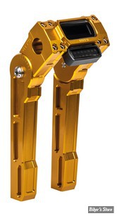 RISERS EQUIPÉS POUR COMPTEUR - POUR GUIDON Ø 25.40 MM - VITY'S DESIGN - RISERS / SUPPORT DE COMPTEUR - AJUSTABLES - HAUTEUR 10" - SPECIFIQUES SOFTAIL 18UP - AVEC MONTAGE DE COMPTEUR - HAUTEUR : 10" - OR