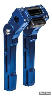 RISERS EQUIPÉS POUR COMPTEUR - POUR GUIDON Ø 25.40 MM - VITY'S DESIGN - RISERS / SUPPORT DE COMPTEUR - AJUSTABLES - HAUTEUR 10" - SPECIFIQUES SOFTAIL 18UP - AVEC MONTAGE DE COMPTEUR - HAUTEUR : 10" - BLEU ANODISE