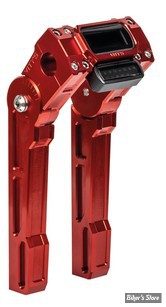 RISERS EQUIPÉS POUR COMPTEUR - POUR GUIDON Ø 25.40 MM - VITY'S DESIGN - RISERS / SUPPORT DE COMPTEUR - AJUSTABLES - HAUTEUR 10" - SPECIFIQUES SOFTAIL 18UP - AVEC MONTAGE DE COMPTEUR - HAUTEUR : 10" - ROUGE ANODISE