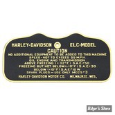 PLAQUE CAUTION - ELC KNUCKLEHEAD MILITAIRE - OEM 0000-000