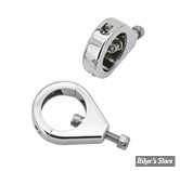 AV / KIT DE DEPLACEMENT DE CLIGNOTANTS AVANT - POUR TUBES DE FOURCHE DE 41MM - ZODIAC - LISSE - CHROME