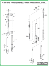  ECLATE N - PIECE N° 00 - ECLATE DES PIECES DE FOURCHE - V-ROD FOURCHE INVERSEE