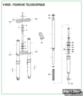  ECLATE N - PIECE N° 00 - ECLATE DES PIECES DE FOURCHE - V-ROD FOURCHE TELESCOPIQUE