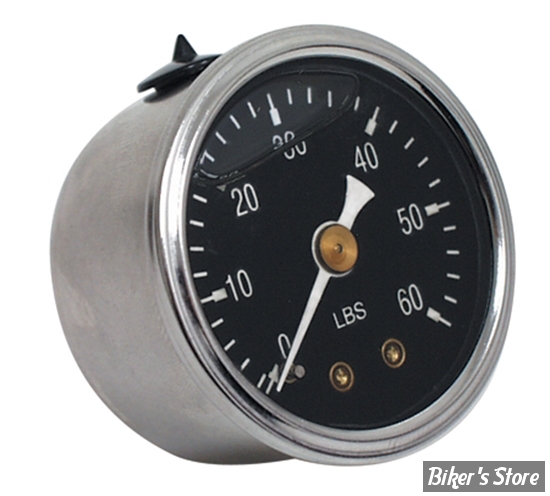 MANO DE PRESSION D'HUILE -  60 PSI - MID USA - V-FACTOR OIL PRESSURE GAUGE - CHROME / NOIR