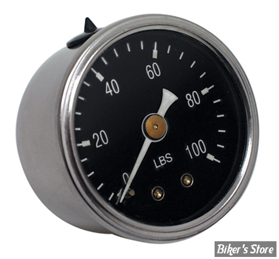 MANO DE PRESSION D'HUILE - 100 PSI - MID USA - V-FACTOR OIL PRESSURE GAUGE - CHROME / NOIR