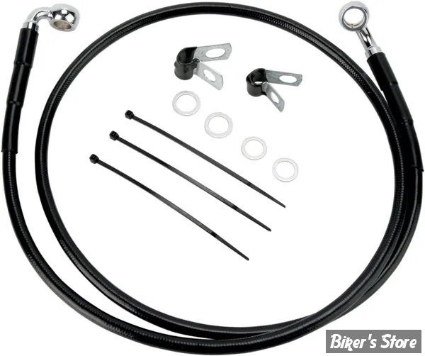 DURITE DE FREIN AVANT - DYNA FXDL/I 01/05 - LONGUEUR : +8" (124.5CM / 49") - OEM 44793-01 - INOX / NOIR - 640110-8BLK