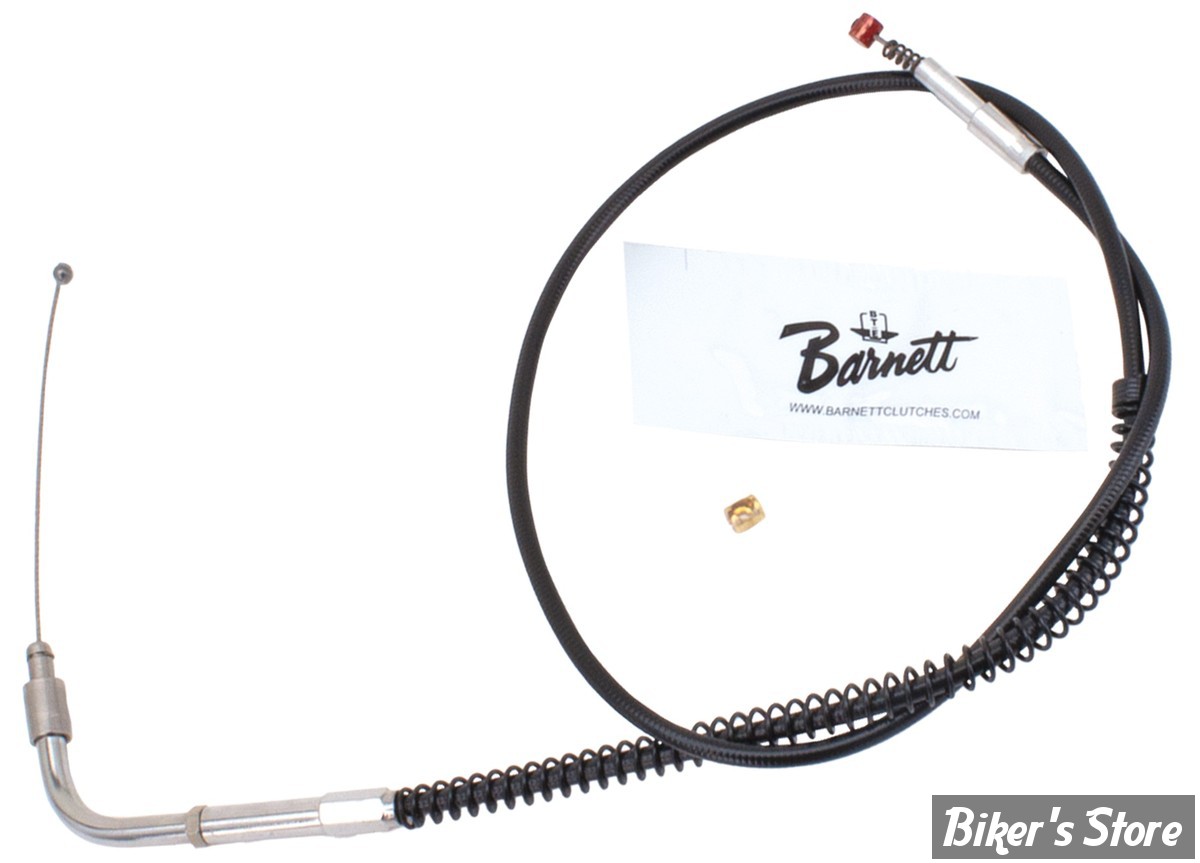 CABLE DE RETOUR POUR BIGTWIN & SPORTSTER 96UP - LONGUEUR : 89 CM - OEM 56357-96 / 56415-06 - BARNETT - FINITION : NOIR