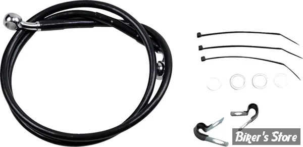 DURITE DE FREIN AVANT - DYNA 00/05 - LONGUEUR : +6 " (114CM / 44"7/8) - OEM 45202-00 / A - INOX / NOIR - 640112-6BLK