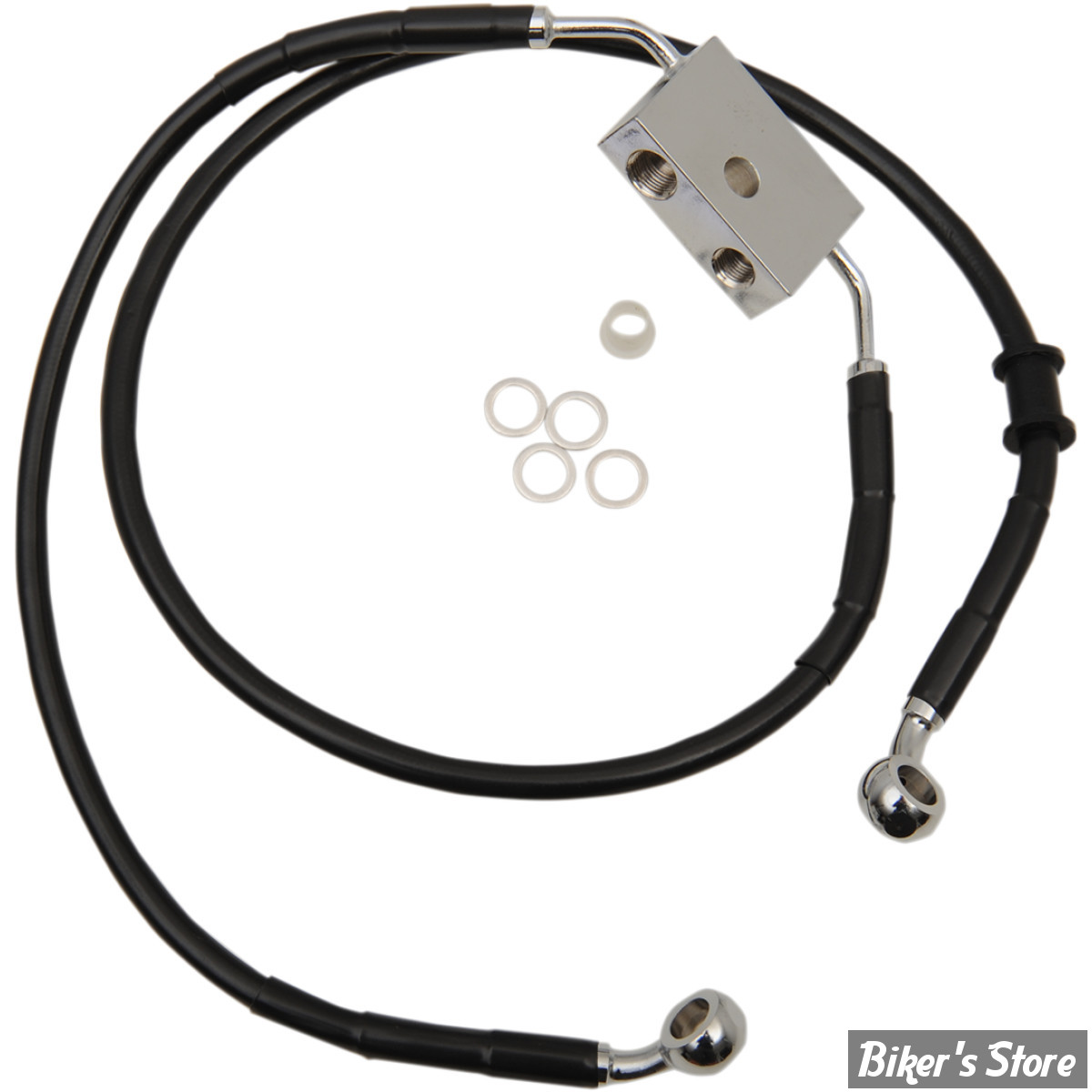 - DURITE DE FREIN AVANT - SPORTSTER 1200T / 883L 14UP - LONGUEUR : +6" (68.00CM / 26 3/4") - 1 DISQUE - OEM 41800150 - INOX / NOIR - 614750-6BLK