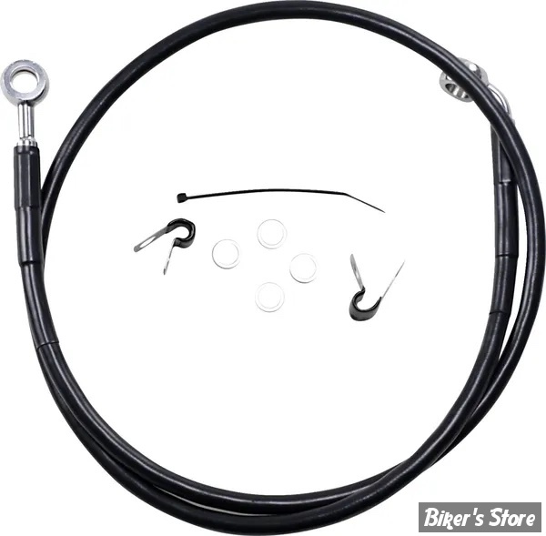 - DURITE DE FREIN AVANT - SPORTSTER 883 04/10 - LONGUEUR : +6 ( 112.5CM / 44 3/8) - 1 DISQUE - OEM 45496-04 - INOX / NOIR - 660313-6BLK