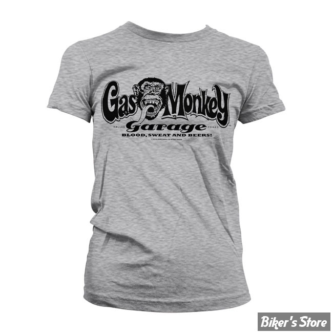 TEE-SHIRT - GAS MONKEYS GARAGE - GMG - LOGO GIRLY - GRIS - TAILLE S