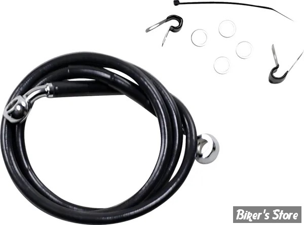 DURITE DE FREIN AVANT -  SPORTSTER 1200C 04/13 / 883C 04/09 / 1200N 08/13 - LONGUEUR : +4 ( 116CM / 45 3/4") - 1 DISQUE - OEM 45489-04 - INOX / NOIR - 660310-4BLK