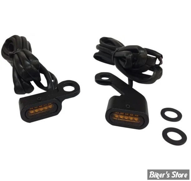 1 - CLIGNOS DRAG SPECIALTIES - LED Handlebar Marker Lights - TOURING 09/16 / SOFTAIL 15/23 - CORPS : NOIR / CABOCHON : ORANGE - L22-0232MBAENU