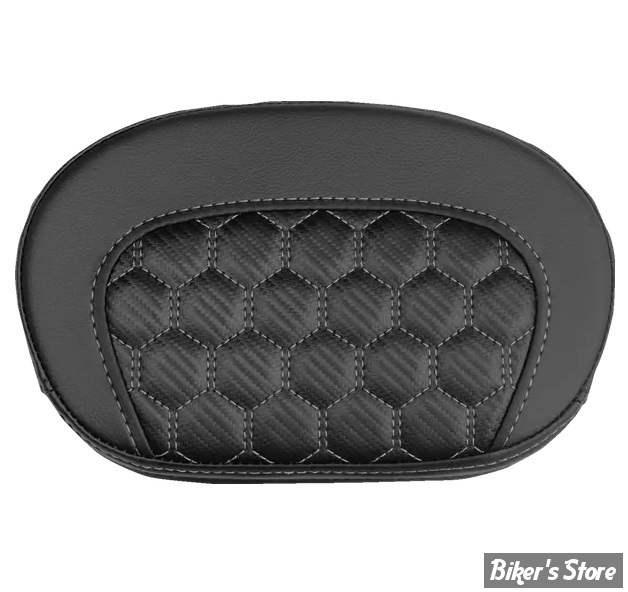 - DOSSIER DE SISSY BAR - LARGEUR : 10 1/2" x HAUTEUR : 6 1/2" - SADDLEMAN - MINI CONTOUR  HONEYCOMB - NOIR / COUTURES: GRISES - 061019002