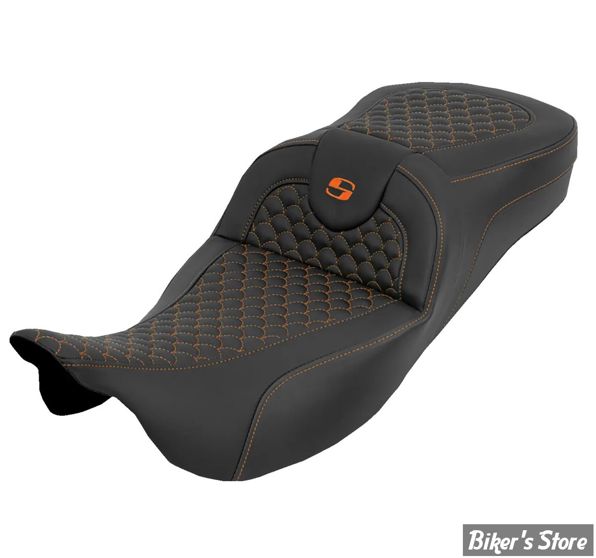 - SELLE SADDLEMEN - ROADSOFA™ DS SEAT - EXTENDED REACH - TOURING 08UP - NOIR / COUTURES : ORANGE - 808-07B-20903