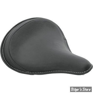 SELLE SOLO UNIVERSELLE - LARGEUR 330MM - DRAG SPECIALTIES - LARGE - BLACK SOLAR - REFLECTIVE LEATHER W / WHITE PERIMETER STITCHED