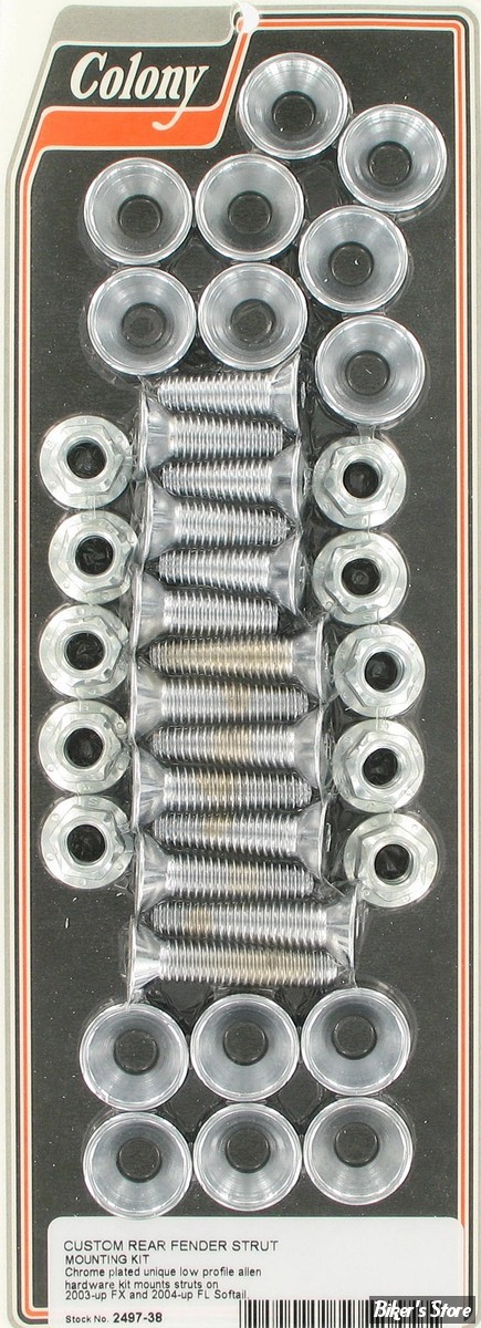 ECLATE O - PIECE N° 05 - KIT VISSERIE DE SABRES ET DE GB AR - SOFTAIL FLST 04/17 / FXST 03/17 - CHROME TAPERED ALLEN - COLONY - 2497-38 - (NEUF: NI REPRIS, NI ECHANGEE)