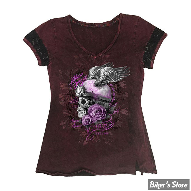 TEE-SHIRT - LETHAL THREAT - ANGEL I RIDE MY OWN - BORDEAUX - TAILLE S
